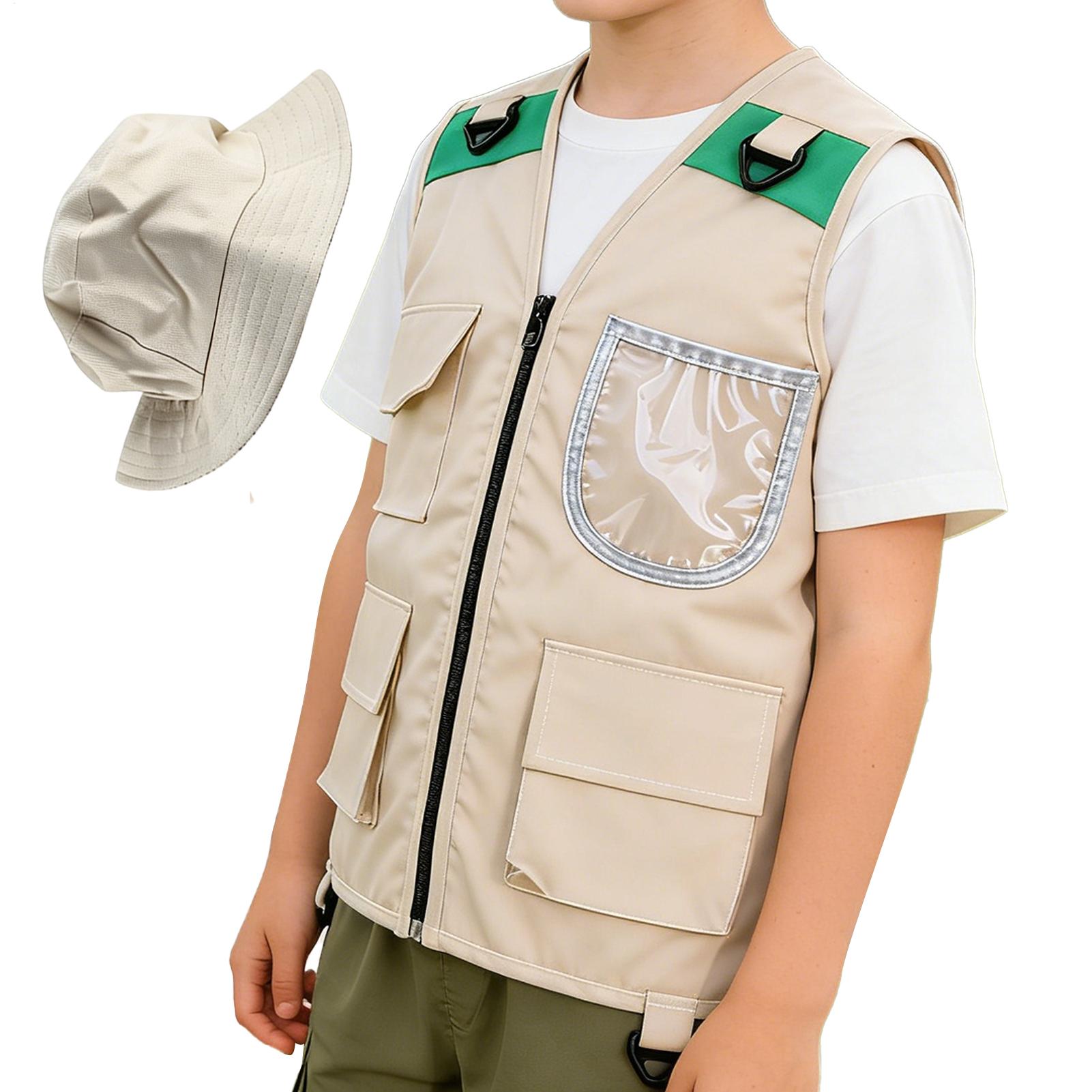 Outdoor Adventure Logo - 1 Stück Bestseller Kinder-Outdoor-Entdeckerweste mit Hut,