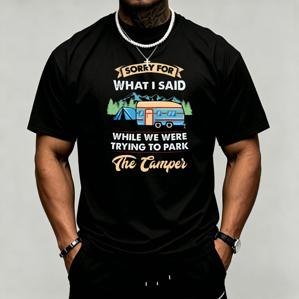 Outdoor Adventure Quotes Short - Camper Trailer Camping Grafik-T-Shirt für Herren,