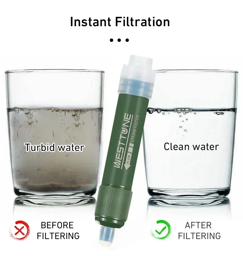 Water Filter Straw - Westtune Outdoor Mini Camping Reinigungswasserfilter Stroh