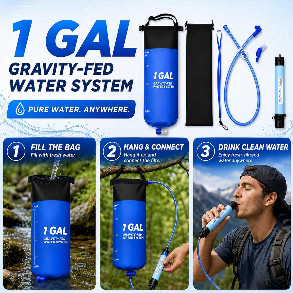 Camping-Schwerkraft-Wasserbeut – Water Filter Straw Bewertung und Preis
